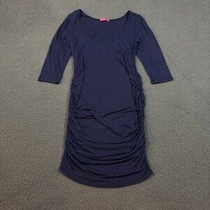 Maternal America Dress Womens Small Navy Blue Ruched Bodycon D4189-P5 Stretch